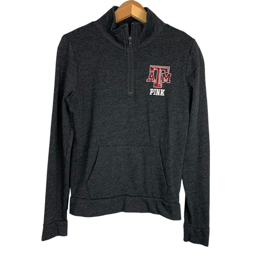 TEXAS A&M GiG EM AGGIES SWEATER SWEATSHIRT BLING‎ PINK XS GRAY VICTORIAS SECRET